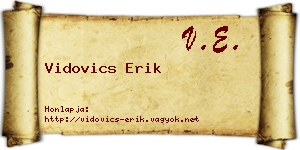 Vidovics Erik névjegykártya